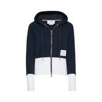 Thom Browne Classic Loopback 4-Bar Zip Up Hoodie in Cotton Navy 42 Blue