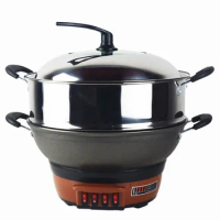32cm Steamer Electric Kitchen Stainless Steel Food Warming Household Thickening Electric Hot Pot Multifunctional Steamer F32