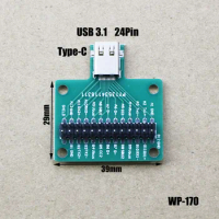 1Pce USB 3.1 Type-C Cable Test Board 24 PIN Type-C Female Plug Jack to DIP Adapter Connector Welded PCB Converter Pinboard