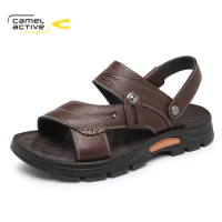 Camel Active 2023 New Men's Shoes Comfortable Breathable Genuine Leather Outdoor Beach Sandals Lightweight Rubber Sole DQ120078