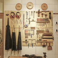 優樂悅~小木良品洞洞板定制工具墻掛板木工坊置物架工作室收納木質工具架洞洞板
