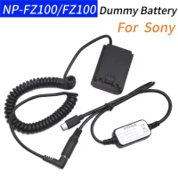 NP FZ100 Dummy Battery Spring Wire Coupler+DC Plug Female USB Type C Cable for Sony A7IV A9 A7M3 A7M4 A6600 A7RM3 A7RIII ILCE-9