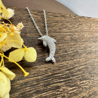 Cute Paved CZ Dolphin Pendant Necklace for Women | Sparkling Dolphin Jewelry | Dainty Beach Style Ch