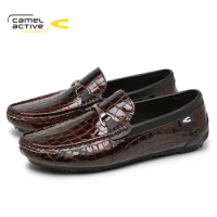 Camel Active Men Loafers Autumn New Retro Black Brown Breathable Man Genuine Leather Men's Trend Casual Shoes