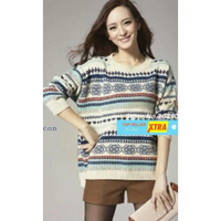 Baju Sweater love white RO Sweater Wanita rajut putih Kekinian@@ Fit Knitwear Atasan Top