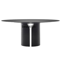 Italian Minimalist Marble Dining-Table Villa High-End Large Apartment Glossy Dining Table Negotiation Desk