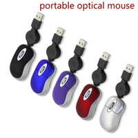 2.4GHz Mini KIDS CUTE GAMING WIRED mause Retractable line 2 buttons USB Mouse Portable ERGONOMIC Mouse for PC Desktop