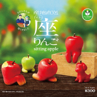 全套5款 日本正版 坐坐蘋果公仔 扭蛋 轉蛋 坐姿蘋果 咬一口蘋果 熊貓之穴 - 065439
