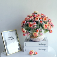 Lmdec歐式玫瑰插花陶瓷花盆 茶幾餐桌裝飾花假花  花球型整體插花