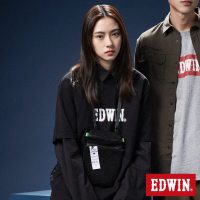 【EDWIN】男女裝 網路獨家↘漸層LOGO短袖T恤(黑色)