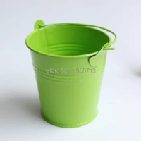 Free Shipping 20 X Green Mini Wedding Candy Bucke Party Deco Pails Metal Buckets Wedding Candy Box