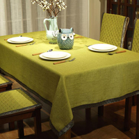 桌布棉麻布藝餐簡約現代美式長方形茶幾布臺布餐椅墊 全館免運