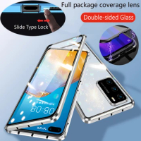 Metal Magnetic Snap Lock Phone Case For Vivo Y28 Y17s Y02S Y16 Y27S Y27 4G 5G Double-Sided Glass Cover Lens protection Cases