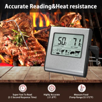 LCD Digital Food Meat Thermometer with Temperature Digital Oven for Smoker Barbecue Kitchen Cooking with 7 Preset Temperatures