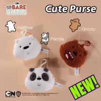 We Bare Bears Anime Plush Toys Purse Pendant Grizzly Panda Ice Bear Keychain Key Ring Stuffed Dolls 