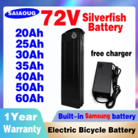 Ebike Battery 72v Bici Elettrica 35ah 30ah 18650 Samsung 40ah 50ah 60ah 20ah Pack Lithium Rear Rack 1500w 3000w Bateria 72v 25ah