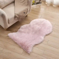 Imitation plush carpet floor mat, long hair pink home decoration, carpet suitable for living room, bedroom, study, sofa cushion