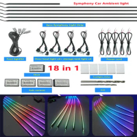18 in 1 Symphony Car Ambient Light Dynamic Streamer Mode Zone App Control Car Footlight Ambient Light LED Acrylic Light Guide
