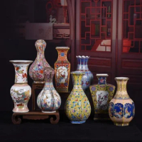 Jingdezhen Ceramic Vase Arrangement Living Room Flower Arrangement Ancient Chinese Enamel Porcelain Vase Home