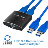 USB 3.0 Switch Selector KVM Switch 5Gbps 2 in 1 Out USB Switch USB 3.0 Two-Way Sharer for Printer Keyboard Mouse Sharing