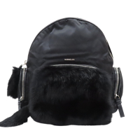 MONCLER 黑色尼龍 皮草 後背包 【二手名牌BRAND OFF】
