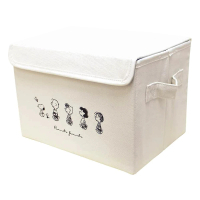 【T’S FACTORY】SNOOPY史努比 布面附蓋折疊收納箱 白色(文具雜貨)