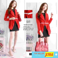 Baju SET DONITA BLAZ+BELT OX Setelan Wanita spandek merah Kekinian@@ Dress Fit Celana Panjang