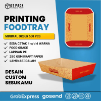 Printing Food Tray Size L | Cetak Custom 1-4 Warna | Eco Kraft Laminasi 290 gsm | Tray Makanan / Pap