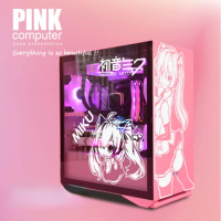 MIKU Anime PC Case Stickers Cartoon Waterproof Computer Host Decal Removable ATX Middle Tower Case Hollowed out Sticker