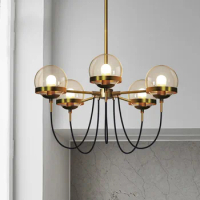 Nordic modern living room chandelier simple atmosphere restaurant magic bean lamp personality bronze circle chandelier