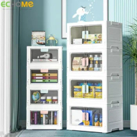 ECHOME Foldable Storage Box Single Door Open Storage Box with Lid Stackable Sundries Toy Snacks Sorting Box Home Storage Cabinet