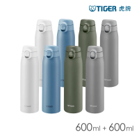【TIGER虎牌】夢重力買1送1超輕量彈蓋不鏽鋼保溫杯 600ml(MCT-T060 保溫瓶)