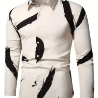 2024 Autumn Shirt Men's Formal Striped Slim Men's Casual Long Sleeve Shirt Shirt Oversized 6XL Comfortable