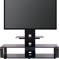 TV Stand with Mount &amp; Wheel for 35-85 Inch TV, Espresso/Black, monitor arm desk mount
