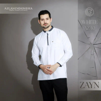 Kemeja Koko Pria Zayn White Lengan Panjang Katun Azlan Indonesia - Baju, Formal Muslim Nyaman Lembut