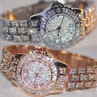 Luxury Shiny Fine Zircon Quartz Watch Elegant All-Star Jewels Women Mechanical Wristwatches Fashion Folding Wrist Watches Buckle