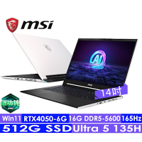 MSI微星 Stealth 14 AI Studio A1VEG-203TW 14吋輕薄電競筆電(Ultra 5 135H/16G/512G SSD/RTX 4050-6G/W11)