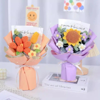 【天使愛美麗】手工針織鬱金香泡芙花束毛線花束 永生花(母親節情人節告白畢業禮盒裝)