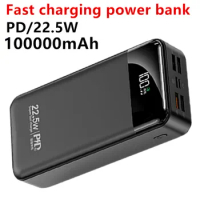 100000mah power bank with 22.5w pd fast charging powerbank portable poverbank battery charger for iphone 13pro xiaomi huawei