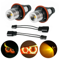 หลอดไฟ LED แองเจิลอายมาร์คเกอร์ฮาโล, 8000K สีเหลืองอำพัน, สำหรับ BMW E39 E53 E60 E63 E64 E66 E87 5 6