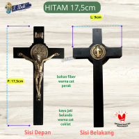 SALIB KAYU BENEDIKTUS - Salib dinding - 17,5cm - hitam