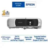 Epson EB FH54 Projector Full HD 4100 Lumens Wireless Miracast & AirPlay 2 Dukungan Speaker 16W untuk