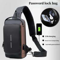 【Malaysia Spot】Men's multi-functional password lock bag - anti-theft, waterproof, large capacity che