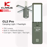 Klarus CL2 PRO Multifunctional Camping Flashlight, Built-in 14000mAh Rechargeable Battery, 750 Lumens, Cool/Warm/Red/SOS Light