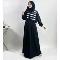 Gamis Wanita Dewasa Model Rompi Vivi Bahan Vistaterry Resleting Depan Hitam