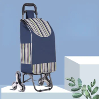 Portable Shopping Bag Cart Folding Grocery Trolley Lightweight Large Capacity Waterproof Oxford Storage Bag Climbing Wheels