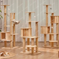 Solid Wood Cat Climbing Frame Solid Wood Column Wooden Cat Nest Cat Tree Integrated Maine Muppet