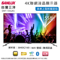 SANLUX台灣三洋55吋4K聯網液晶顯示器/無視訊盒 SMT-55GA5~含桌上型拆箱定位+舊機回收