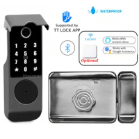 Waterproof Outside Door Lock Bluetooth TTLOCK Smart Door Lock OPtional Wifi Hub RF Remote Digital Electronic RIM Lock