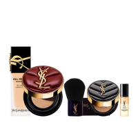【YSL】官方直營 恆久完美無瑕雲朵底妝組(霧光氣墊粉餅 雲朵皮革版+午夜粉底25ml)